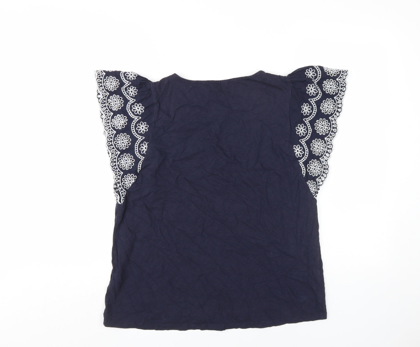 Marks and Spencer Women's Black Embroidered T-Shirt Size 14