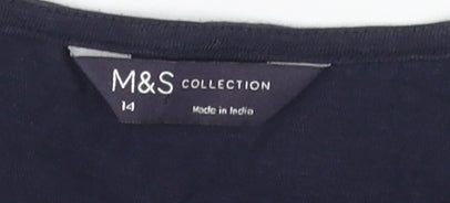 Marks and Spencer Women's Black Embroidered T-Shirt Size 14