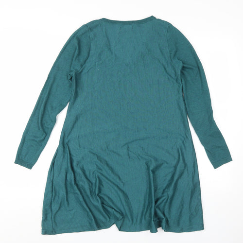 Next Women's Green Size 8 Long Sleeve Knit Dress