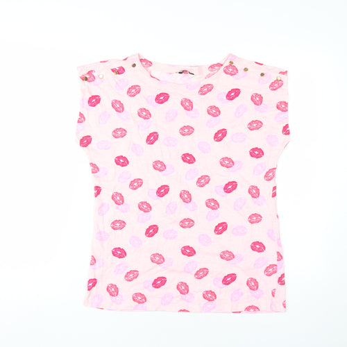 M&Co Women's Pink Lips Print T-Shirt Size 12