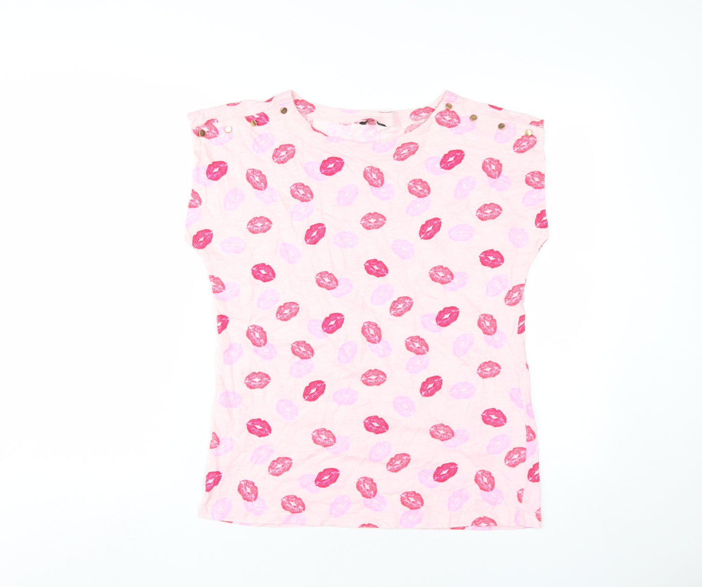 M&Co Women's Pink Lips Print T-Shirt Size 12