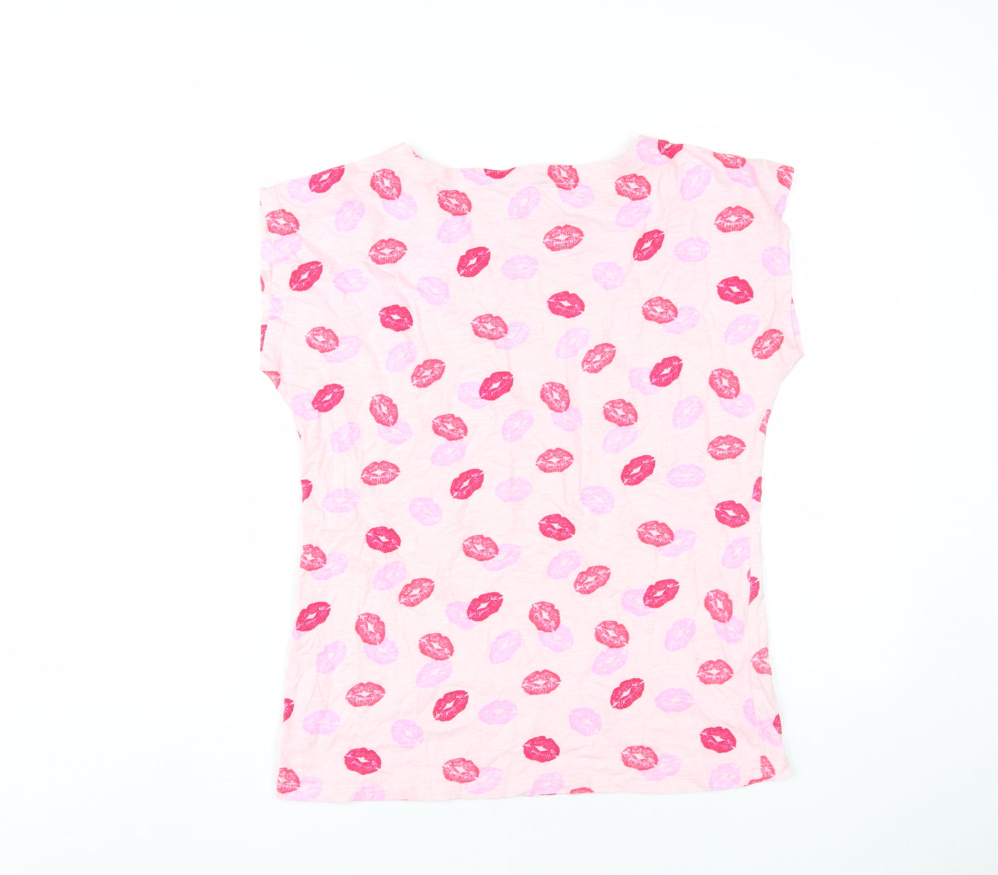 M&Co Women's Pink Lips Print T-Shirt Size 12
