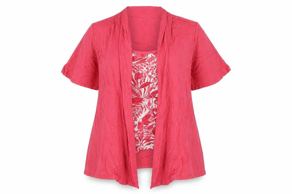 Front view of Marks & Spencer Women's Red Floral Tunic Blouse, size 18