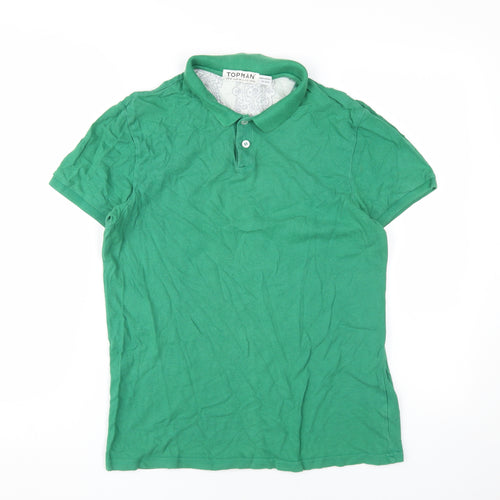 Topman Men's Green M Polo Shirt Regular Fit