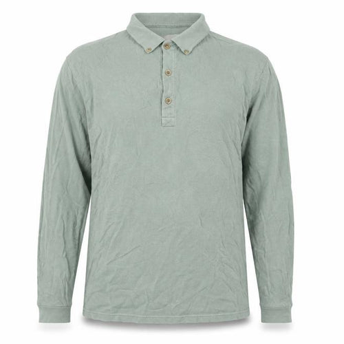 ASOS Men's Green Long Sleeve Polo Shirt, M, Button Collar