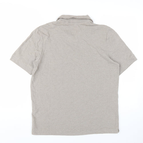 Next Men's Beige Polo Shirt Size S Regular Fit Short Sleeve