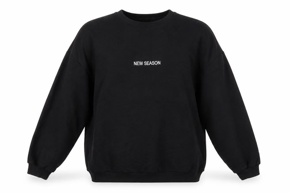 Front view of boohoo Women's Black Pullover Sweatshirt, size 10