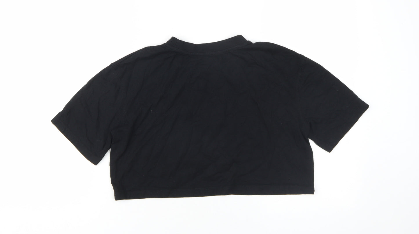 Zara Women's Black Cropped T-Shirt Size 10