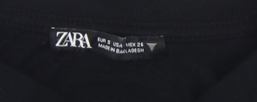 Zara Women's Black Cropped T-Shirt Size 10