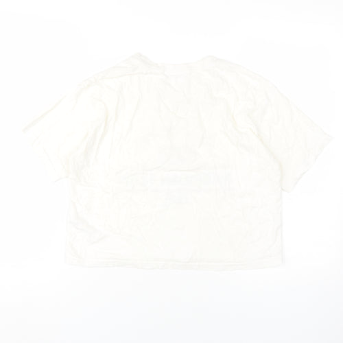 Pull&Bear Unisex White T-Shirt M Casual Crew Neck