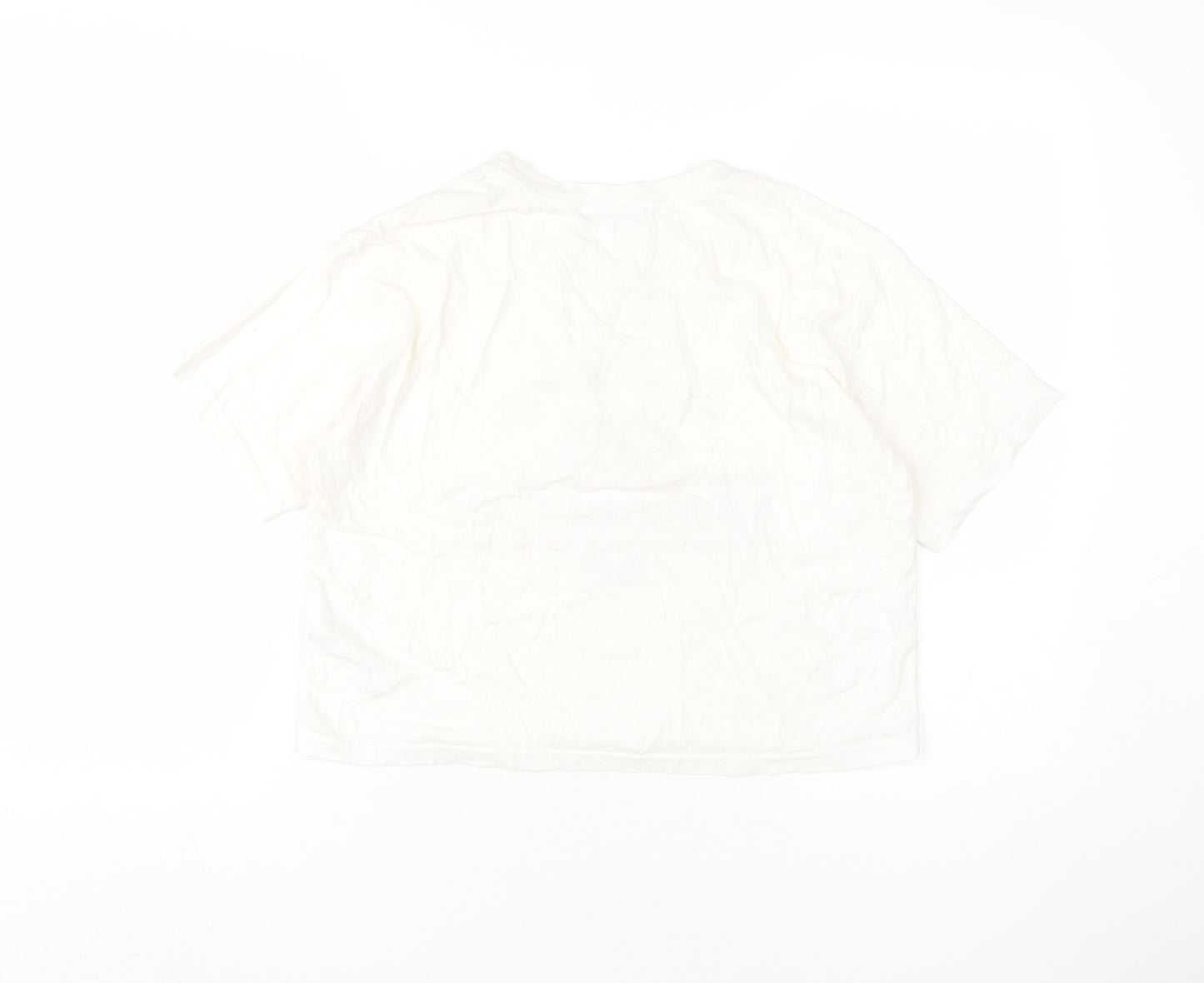 Pull&Bear Unisex White T-Shirt M Casual Crew Neck