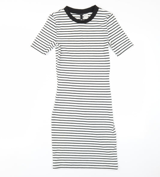 H&M Women’s Striped Bodycon Dress Size 10 Casual