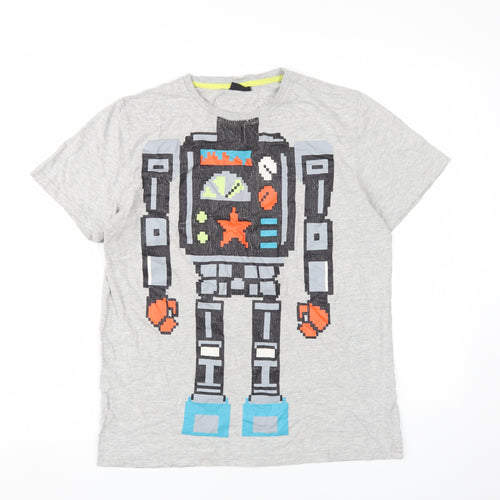 Next Boys Grey Robot T-Shirt, Age 15, Casual Cotton Graphic