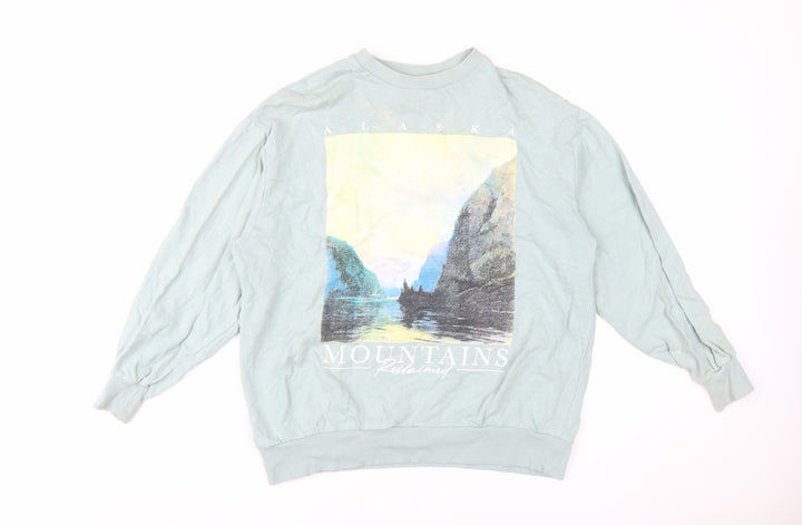 Reclaimed Vintage Blue Graphic Pullover Sweatshirt S