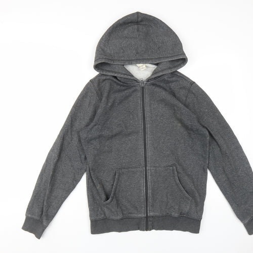H&M Boys Grey Full Zip Hoodie, 12-13 Years, Cotton Blend