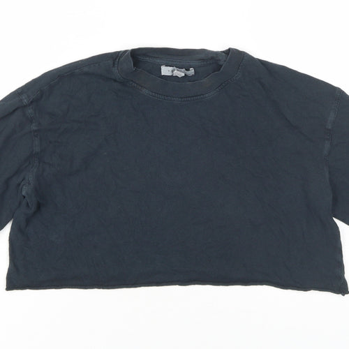 Topshop Women’s Black Cropped T-Shirt, Size 8