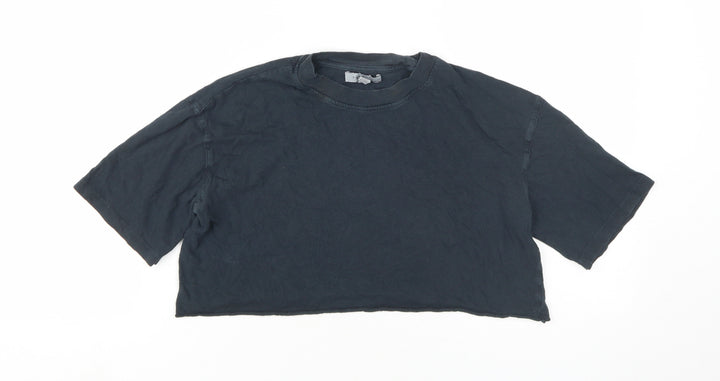 Topshop Women’s Black Cropped T-Shirt, Size 8