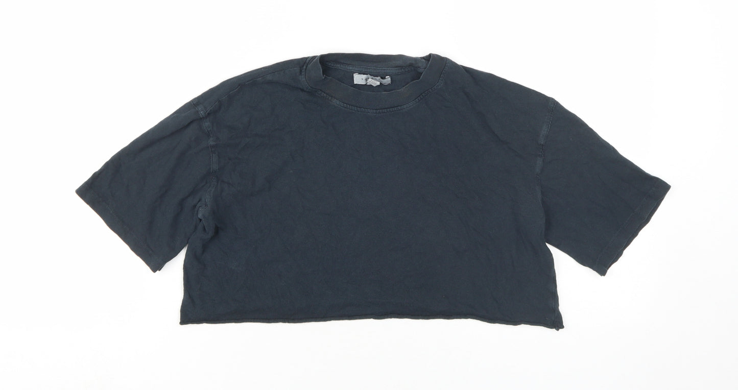 Topshop Women’s Black Cropped T-Shirt, Size 8