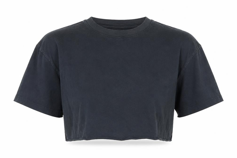 Topshop Women’s Black Cropped T-Shirt, Size 8