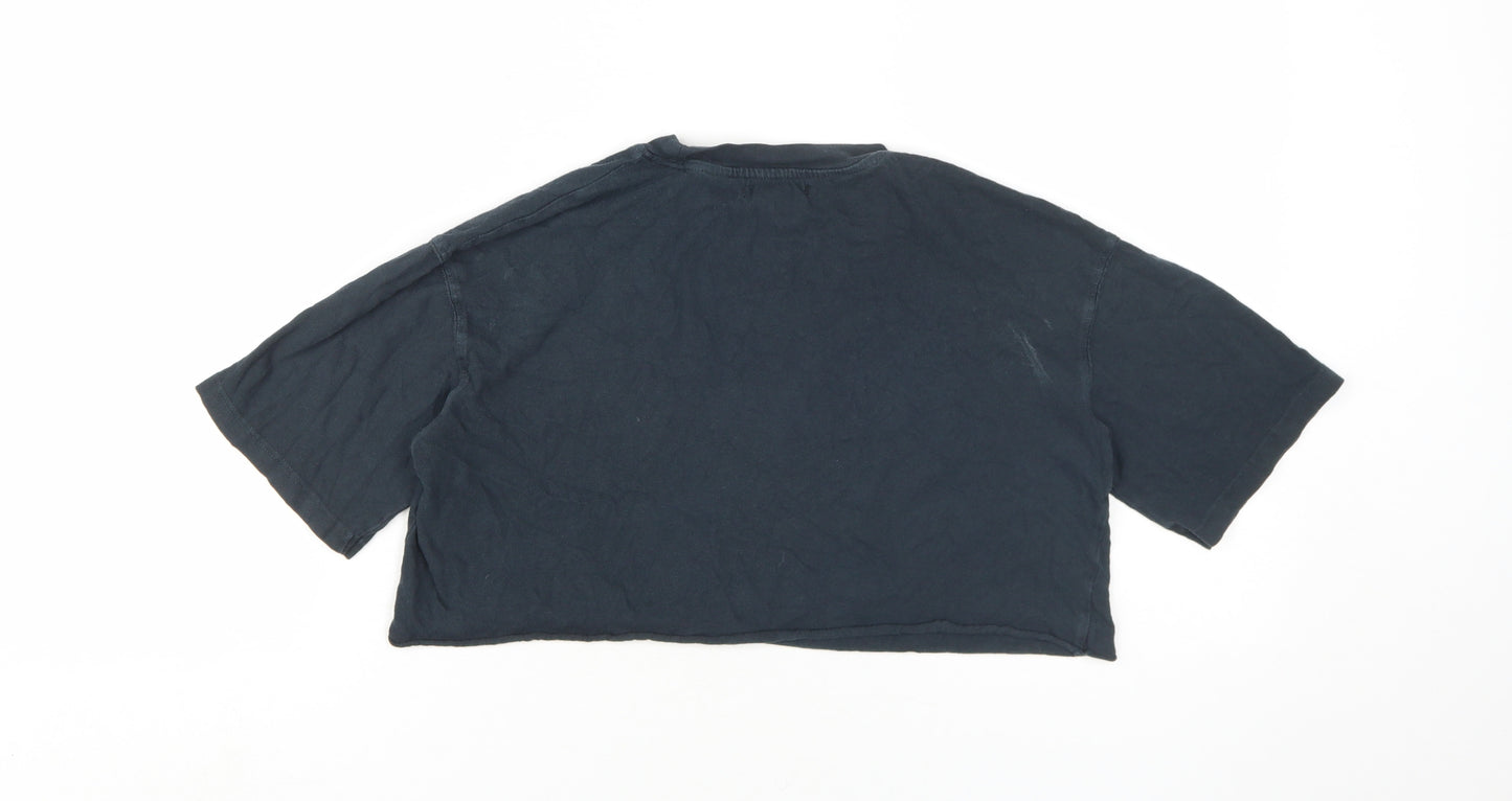 Topshop Women’s Black Cropped T-Shirt, Size 8