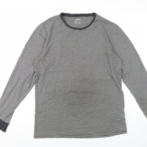 Livergy Men's Grey Striped Long Sleeve T-Shirt M