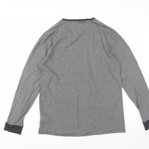 Livergy Men's Grey Striped Long Sleeve T-Shirt M