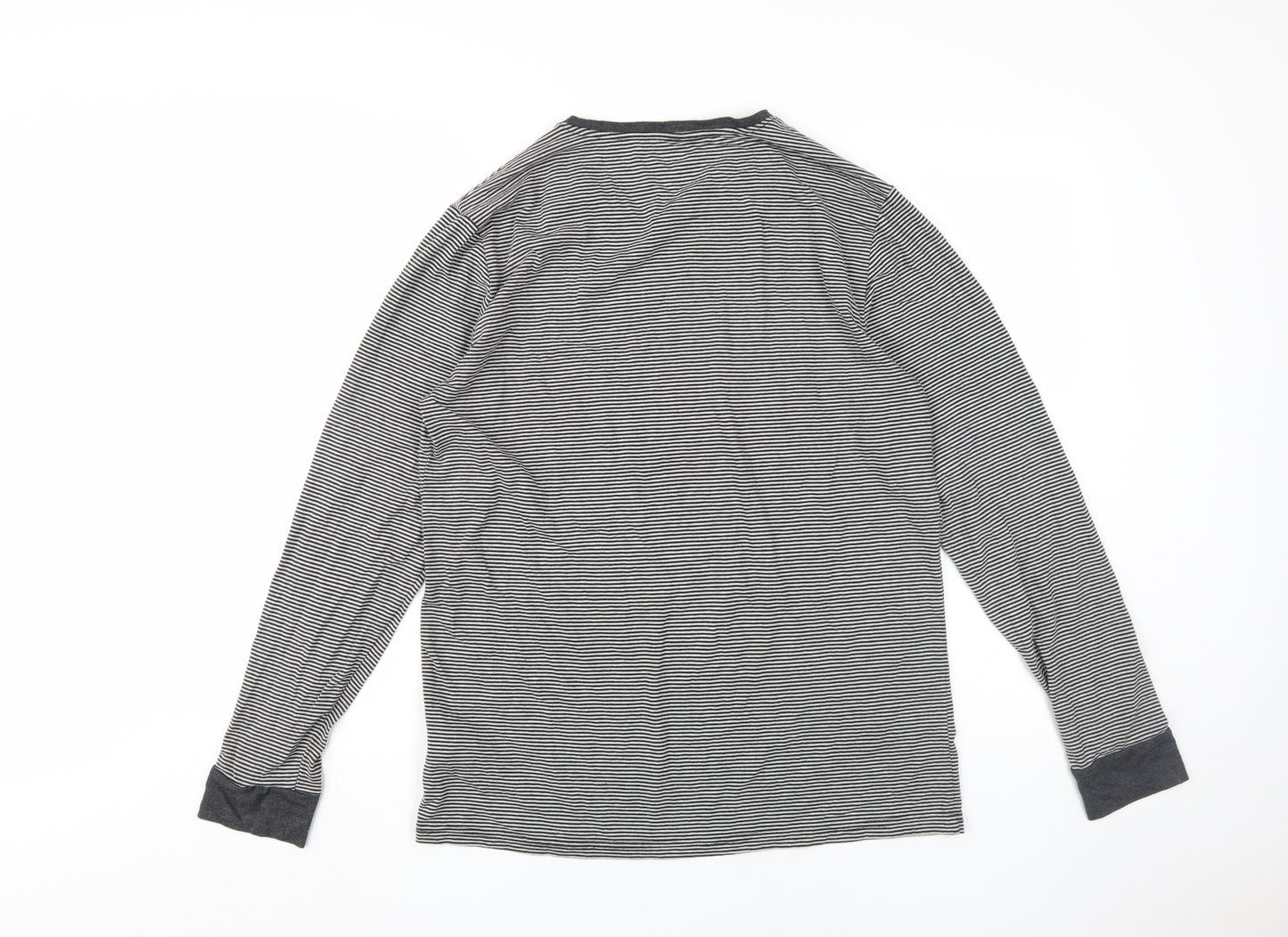 Livergy Men's Grey Striped Long Sleeve T-Shirt M