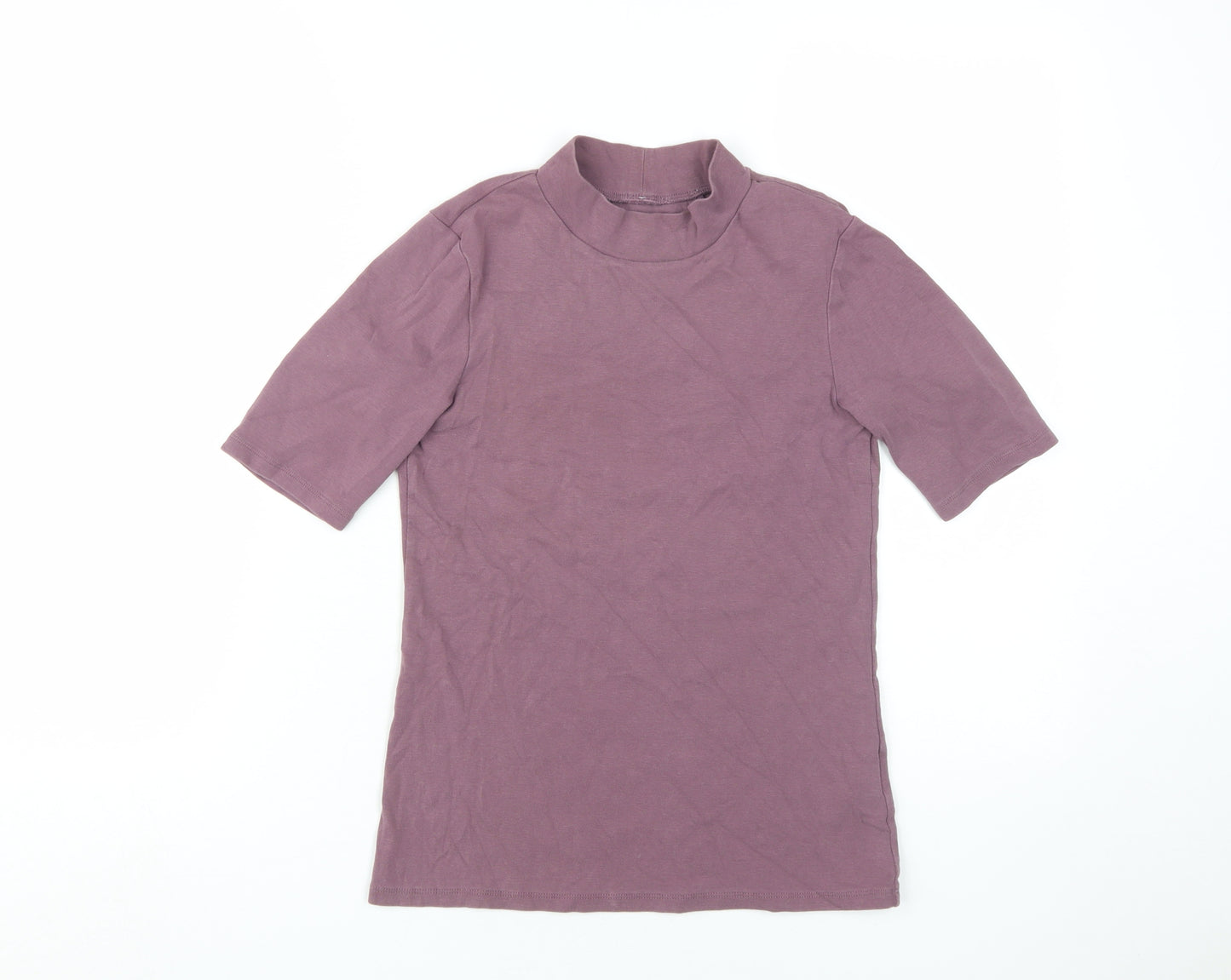 Uniqlo Women's Mock Neck Purple T-Shirt, Size M, Casual