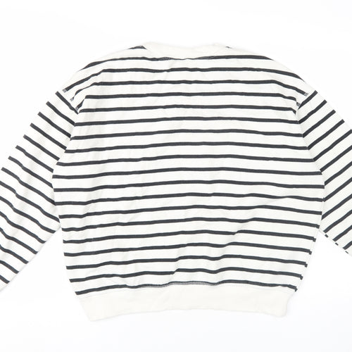 H&M Unisex Striped Pullover Sweatshirt M, Black/White