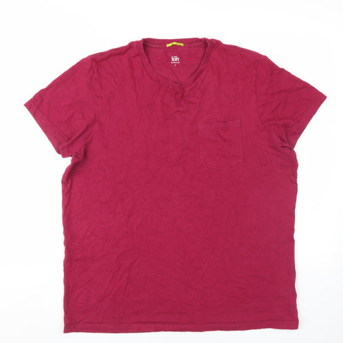 Kin by John Lewis Men's Red V-Neck T-Shirt, L, Cotton