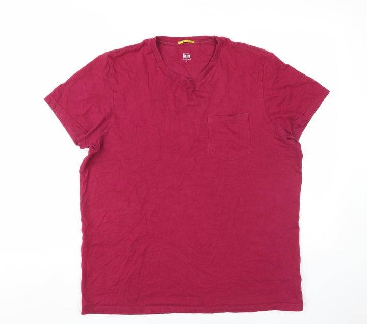 Kin by John Lewis Men's Red V-Neck T-Shirt, L, Cotton