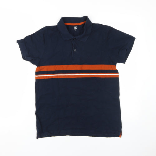 La Redoute Boys Blue Striped Polo Shirt M Casual Cotton