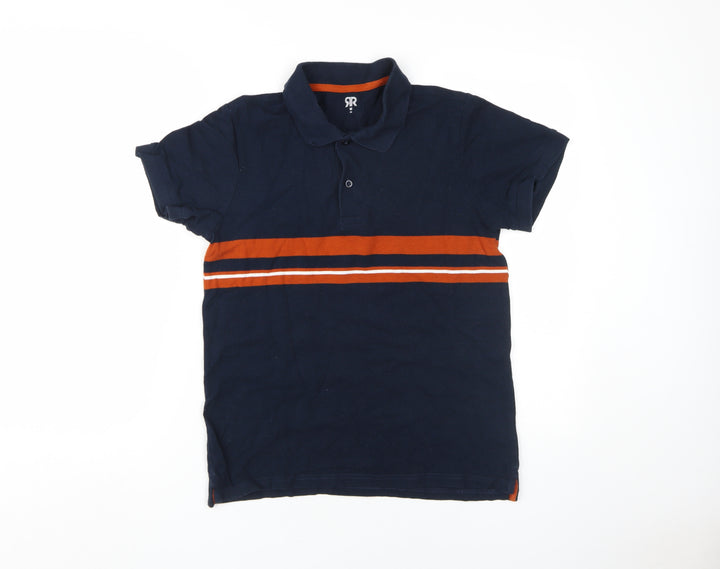 La Redoute Boys Blue Striped Polo Shirt M Casual Cotton