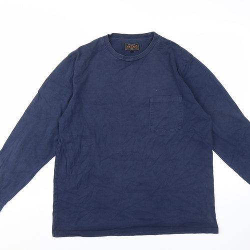 BEAMS Men's Blue Cotton Long Sleeve Crew Neck T-Shirt L