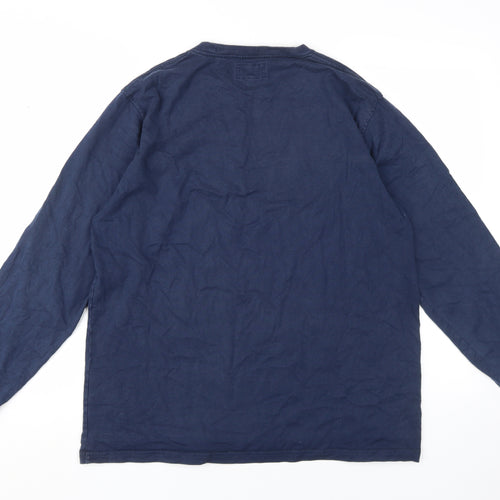 BEAMS Men's Blue Cotton Long Sleeve Crew Neck T-Shirt L