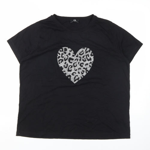 Wallis Women's Black Animal Print T-Shirt Large