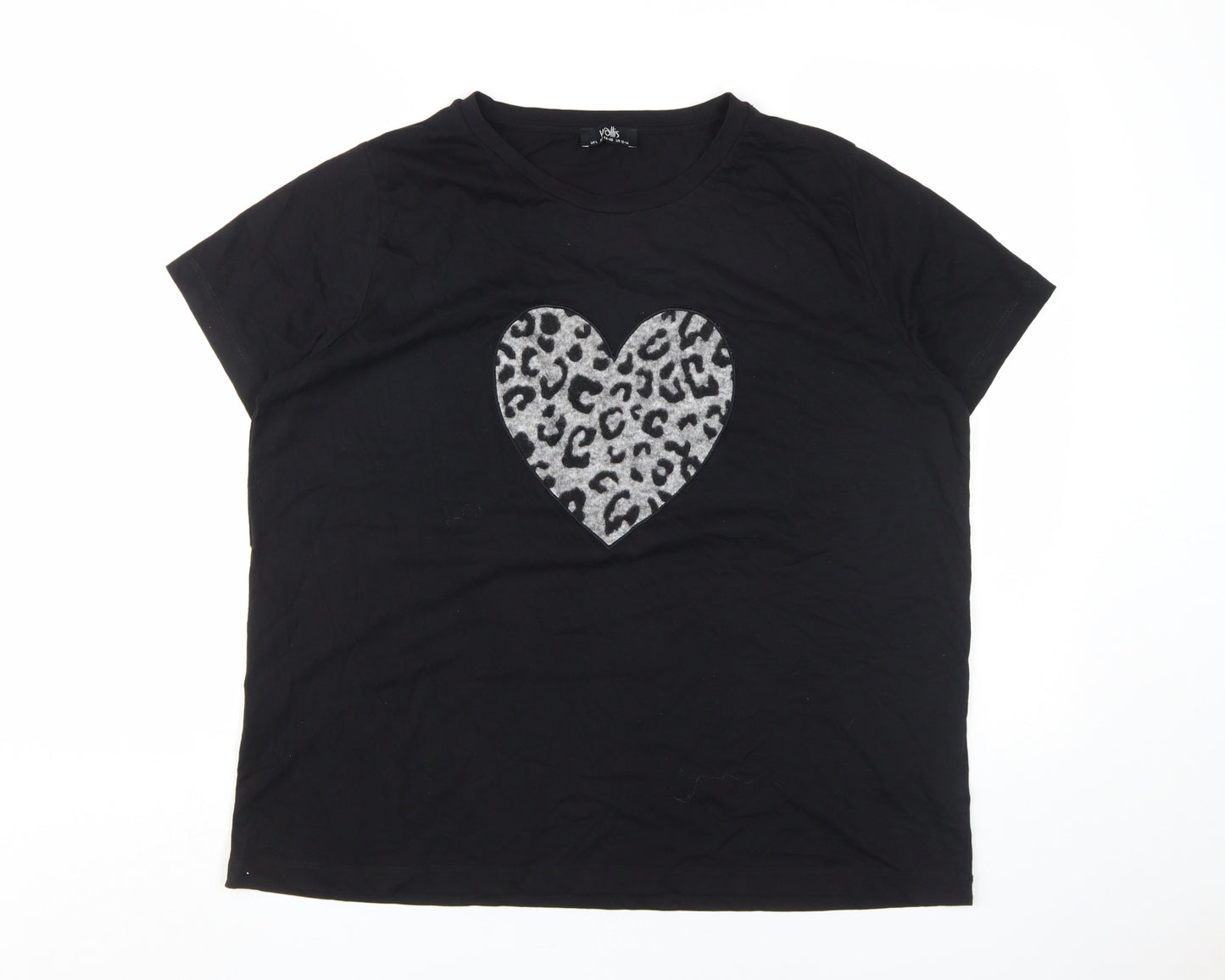 Wallis Women's Black Animal Print T-Shirt Large