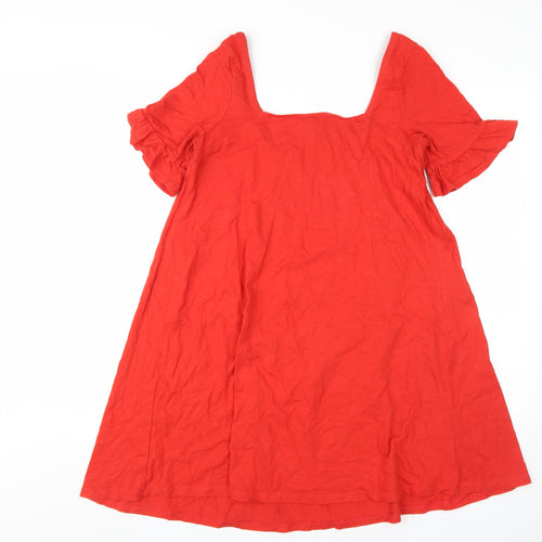 ASOS Women's Red Dress Size 12 with Square Neck