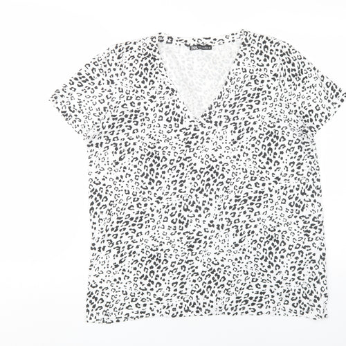 Zara Women's Multicoloured Animal Print T-Shirt L