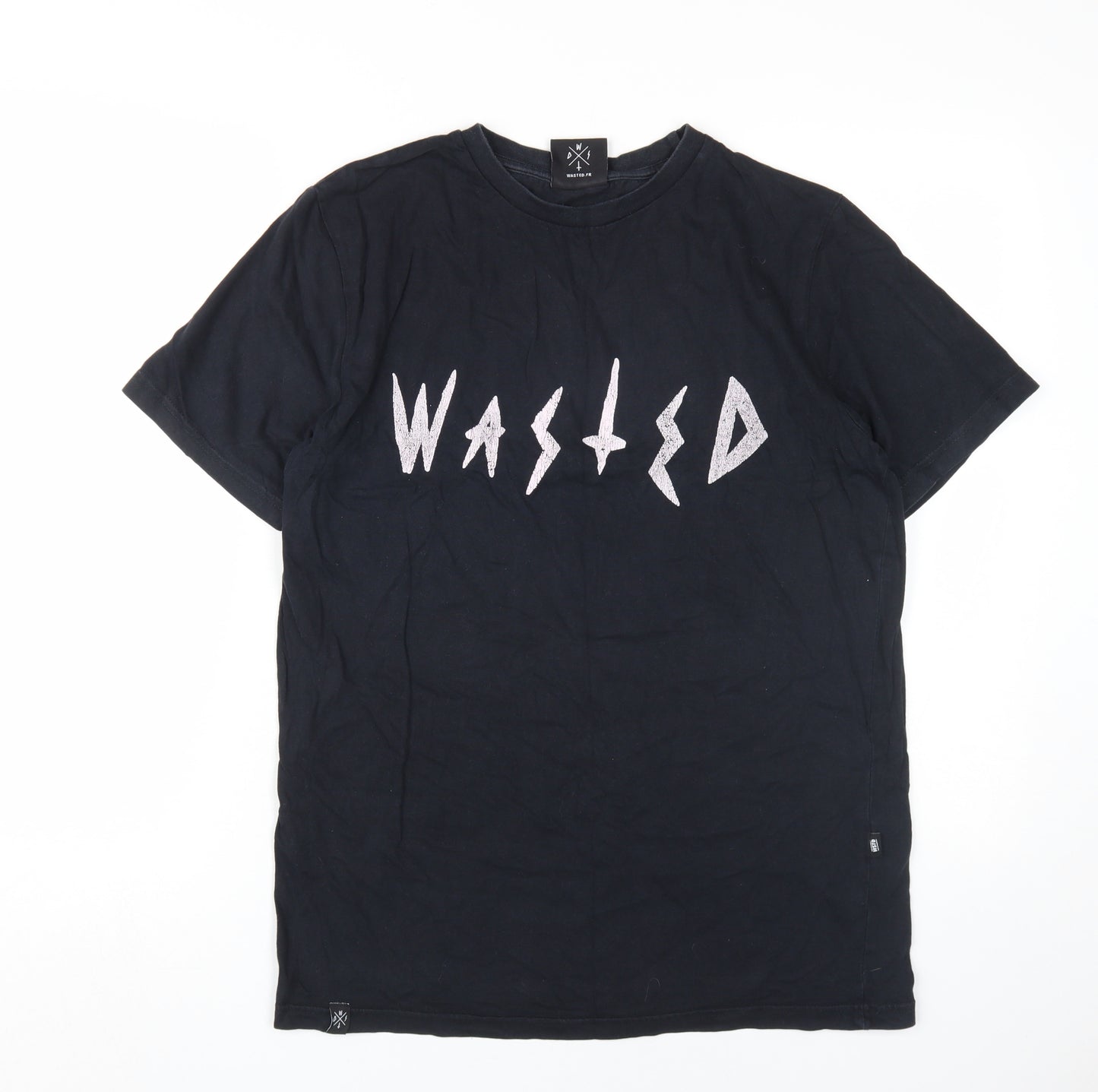 Wasted Men’s Black Graphic Cotton Crew Neck T-Shirt M