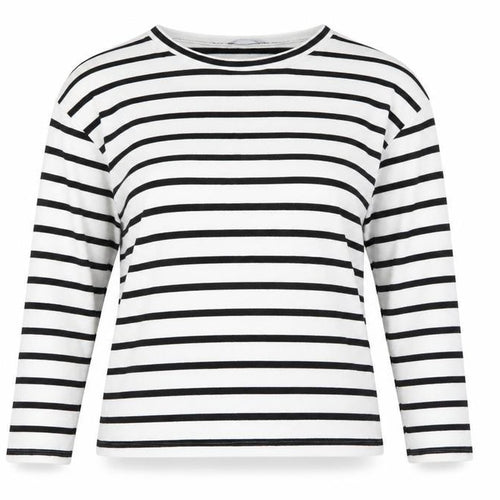 Zara Women's Black Striped Long Sleeve T-Shirt, Size 12