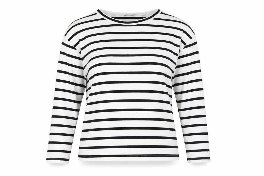 Zara Women's Black Striped Long Sleeve T-Shirt, Size 12