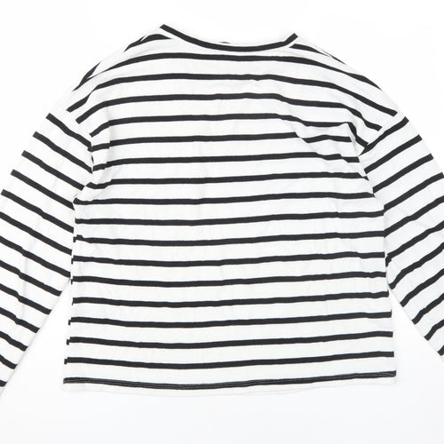 Zara Women's Black Striped Long Sleeve T-Shirt, Size 12
