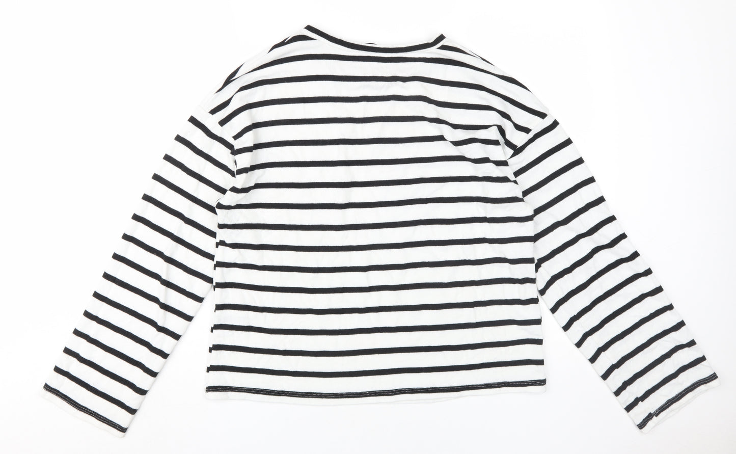 Zara Women's Black Striped Long Sleeve T-Shirt, Size 12