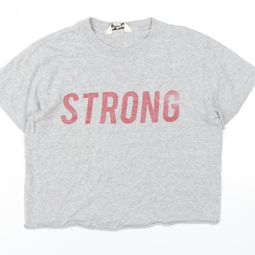 Miss Selfridge Grey Crew Neck T-Shirt Women Size S
