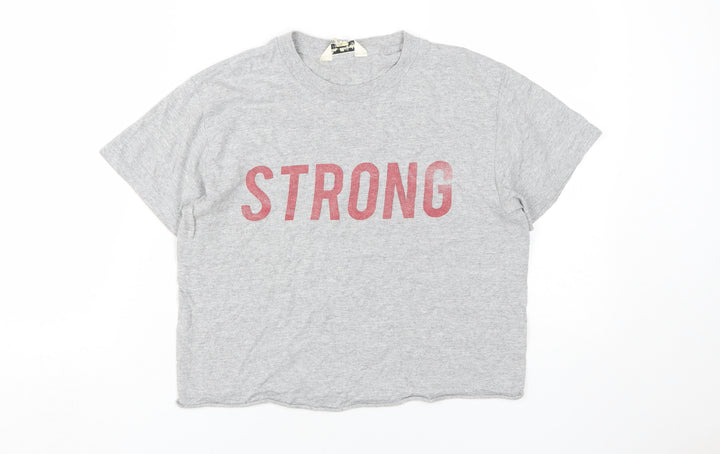 Miss Selfridge Grey Crew Neck T-Shirt Women Size S