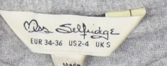 Miss Selfridge Grey Crew Neck T-Shirt Women Size S