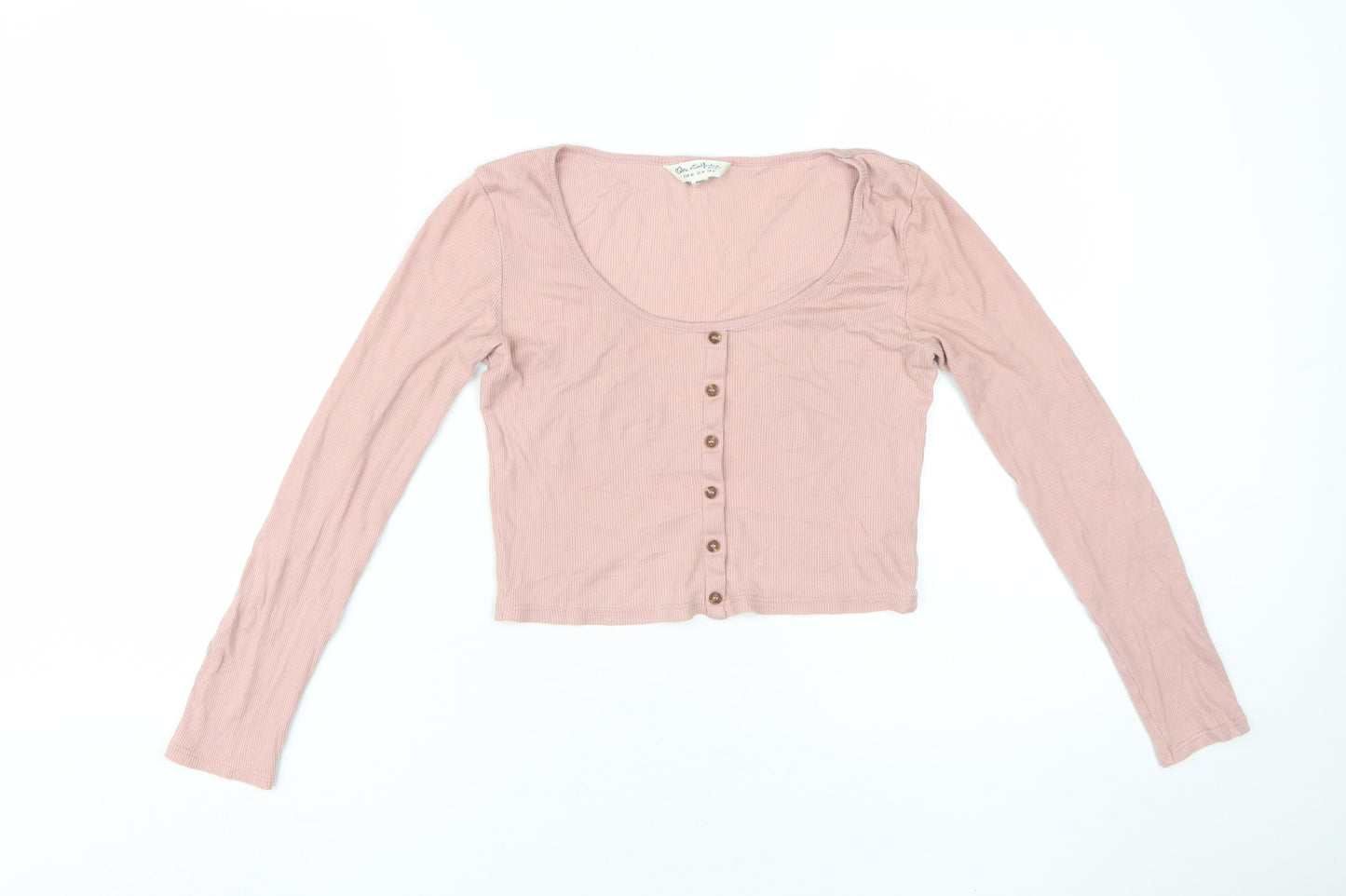Miss Selfridge Women's Pink Cropped Button-Up Top Size 8