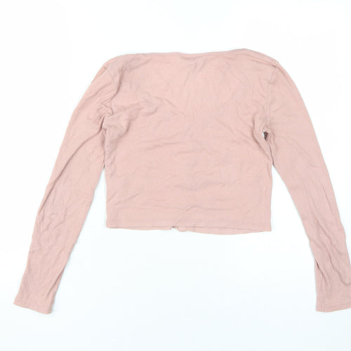 Miss Selfridge Women's Pink Cropped Button-Up Top Size 8