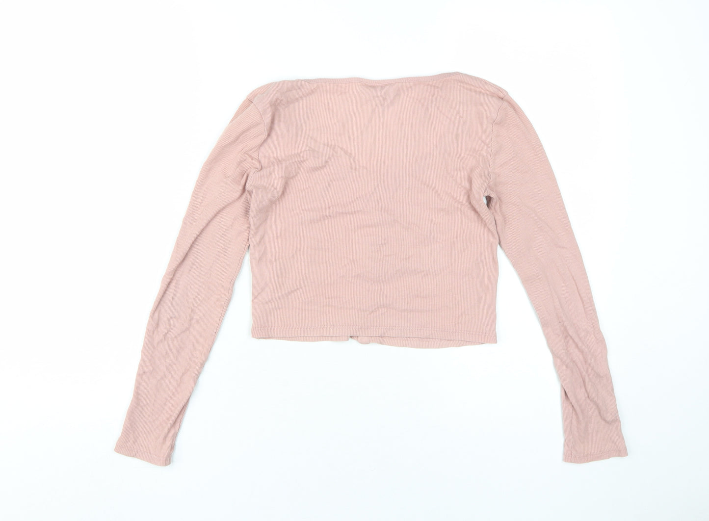 Miss Selfridge Women's Pink Cropped Button-Up Top Size 8